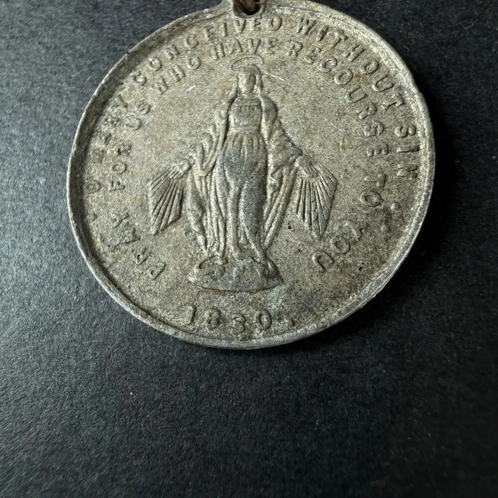 1830 antique Medal O Mary Conceived Without Sin pray for us who have recourse